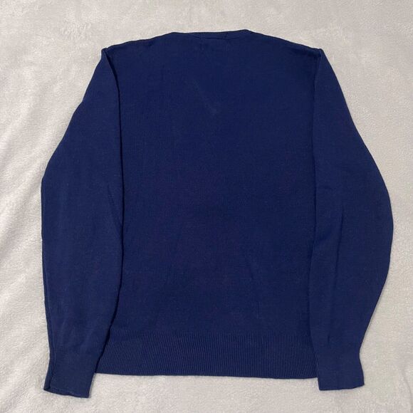 VTG Continental Sweater Mens Large Navy Blue VNeck Pullover Preppy Made In USA - Picture 5 of 8